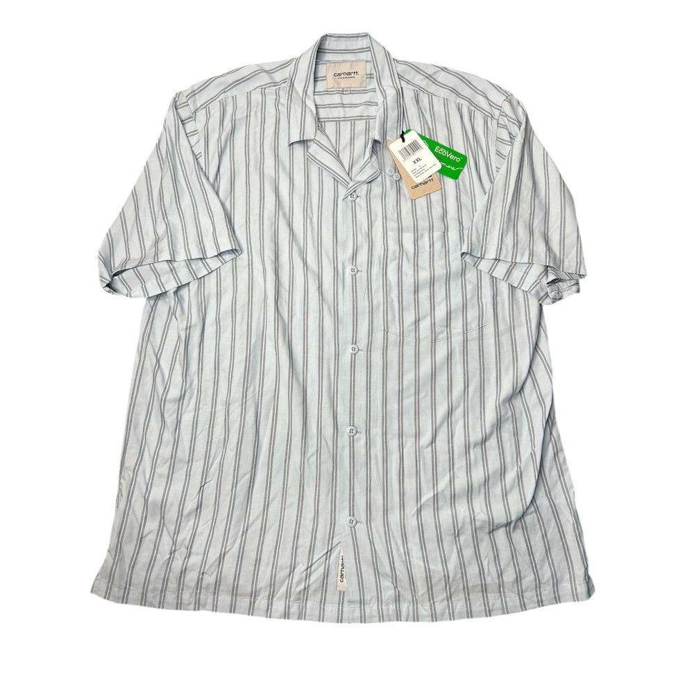 NWT Carhartt WIP Reyes 100% Viscose Shirt PinStripe Blue 2XL Work In Progress